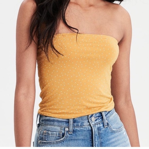 American Eagle | Reversible Mustard Yellow Cropped Tube Top - Picture 5 of 7